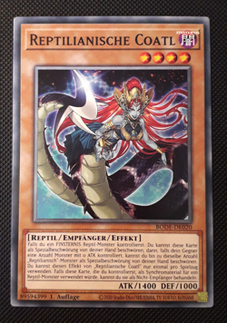 Yu-Gi-Oh! Reptilianische Coatl, BODE-DE020, Common, 1. Auflage, Deutsch, Near M. - Image 1