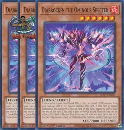 Yugioh! 3x Diabrocken the Ominous Specter BLZD-EN025 Common 1st Ed NM - Image 1