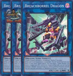 Yugioh! 3x Breachborrel Dragon BLZD-EN049 Super Rare 1st Ed NM - Image 1