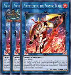 Yugioh! 3x Flametongue the Burning Blade BLZD-EN099 Super Rare 1st Ed NM - Image 1
