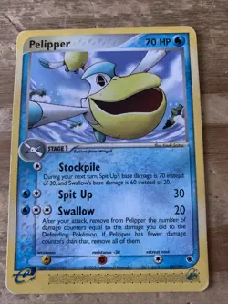 Pokemon Pelipper 19/109 Rare Ruby & Sapphire Card 2003 Damaged A29 - Image 1
