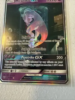 Pokemon Mewtwo GX Full Art Secret Rare Holo 78/73 Shining Legends GX Card - Image 3