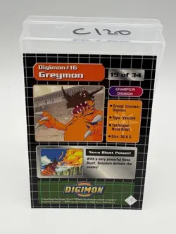 Greymon #16 HOLO Digimon Card 1999 DP420 19 of 34 Champion - Image 2
