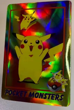 Pocket Monster Anime Pikachu- Bandai Cardass Sticker Pokemon Card -Foil- 1998 - Image 1