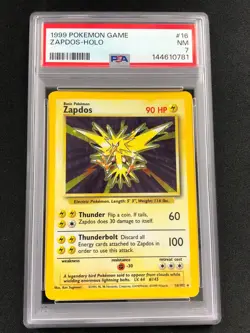 Pokemon 1999 Zapdos Holo 16/102 PSA 7 - Image 1