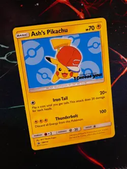 LP/NM Pokemon ASH'S PIKACHU Card BLACK STAR PROMO Set SM114 I Choose You Movie#1 - Image 1
