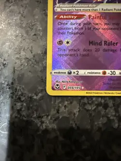 2022 Pokemon SWSH Silver Tempest Radiant Alakazam Card #059/195 - Image 3