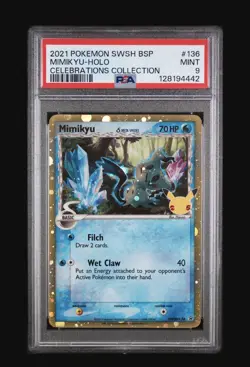 2021 Pokemon Celebrations Mimikyu SWSH136 Promo PSA Mint 9 Swirl Delta Species - Image 1