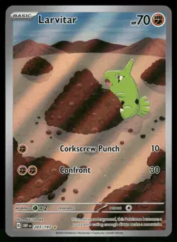 2023 Larvitar - 203/197 Illustration Rare Holo NM SV03: Obsidian Flames Pokemon - Image 1