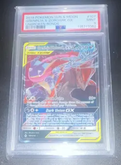 Pokemon Greninja & Zoroark GX Unbroken Bonds #107 Holo PSA 9 2019 English - Image 1