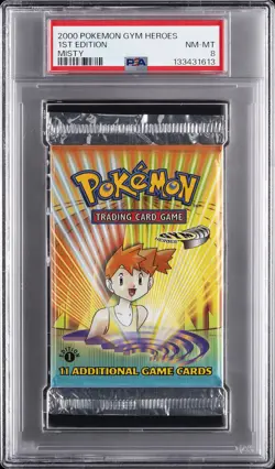 2000 POKEMON GYM HEROES PACK 1ST ED-MISTY FOIL PSA 8 - Image 1