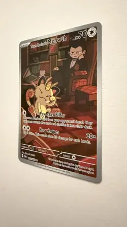 Team Rocket's Meowth 203/182 Illustration Rare Destined Rivals Pokemon NM - Image 5