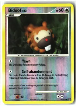 Bidoof ⭐ 54/100 Reverse Holo Common Stormfront 2008 Pokemon LP - Image 1