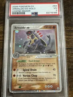2006 POKEMON EX LEGEND MAKER ARMALDO EX #84/92 ULTRA RARE HOLO FOIL PSA 3 - Image 1
