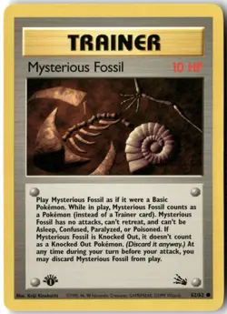 Mysterious Fossil, 1st Edition Pokemon Fossil Common, 62/62 NM - Image 1