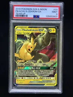 Pokemon Pikachu & Zekrom GX Team Up Holo Ultra Rare #33 PSA 9 Mint - Image 1
