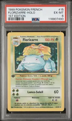 1999 Pokemon FRENCH 1st Edition Base Set Florizarre-Venusaur Holo 15/102 PSA 6 - Image 1