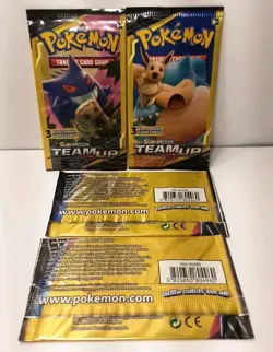 (4x Sealed) Pokemon Sun and Moon Team Up 3 Card Mini Booster Pack - Full Art Set - Image 2