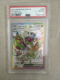 2024 Pokemon Flygon EX Sv08: Surging Sparks Ultra Rare Card PSA 6 222/191 - Image 1