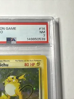 PSA 7 Raichu 14/102 Pokemon Base Set Unlimited Holo Rare TCG NM - Image 4
