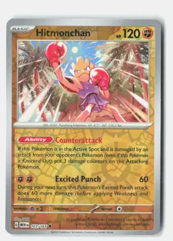 Hitmonchan Reverse Holo 107/165 Uncommon 151 Pokemon Near Mint - Image 1