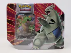 New and Factory Sealed Pokemon TCG Sword & Shield V Strikers Tin - Tyranitar V - Image 1