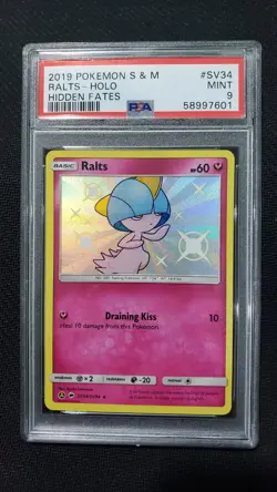 2019 Pokemon: RALTS SV34/SV94 - [Hidden Fates Shining Holo Rare] - Mint - PSA 9 - Image 1