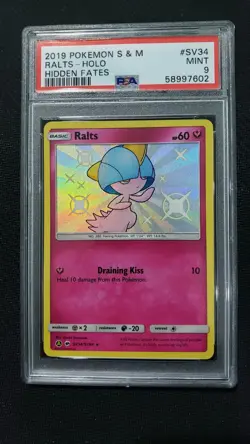 2019 Pokemon: RALTS SV34/SV94 - [Hidden Fates Shining Holo Rare] - Mint - PSA 9 - Image 2