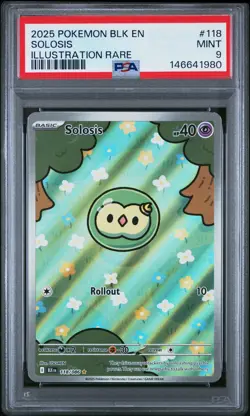 2025 POKEMON BLK EN-BLACK BOLT ILLUSTRATION RARE #118 SOLOSIS PSA 9 - Image 1