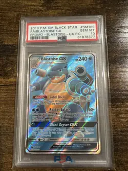 2019 POKEMON SM BLACK STAR PROMO #SM189 FULL ART BLASTOISE GX PSA 10 GEM MINT - Image 1