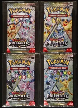 Pokemon Prismatic Evolutions Art Set: New Sealed Packs Full Art Bundle (4 Packs) - Image 1