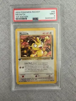 2000 Pokemon Rocket Meowth 1st Edition PSA 9 MINT #62 Team Rocket - Image 1