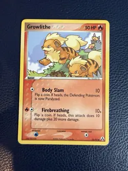 Pokemon TCG Growlithe Card 55/92 EX Legend Maker Common - Image 1