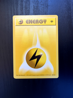 Lightning Energy 100/102 1st Edition Shadowless Base Set Pokemon Card WOTC | LP - Image 1