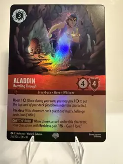 Disney Lorcana Whispers In The Well -Aladdin Barreling Through Epic 216/204 Foil - Image 1