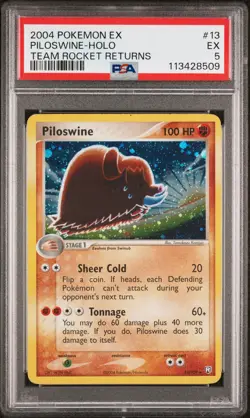 2004 POKEMON EX TEAM ROCKET RETURNS #13 PILOSWINE-HOLO PSA 5 - Image 1