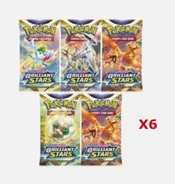 POKEMON TCG: Brilliant Stars Booster Pack - 6 Pack Lot - Image 1