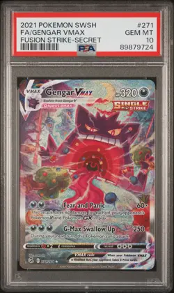 2021 POKEMON SWORD & SHIELD FUSION STRIKE SECRET FULL ART/GENGAR VMAX PSA 10 - Image 1
