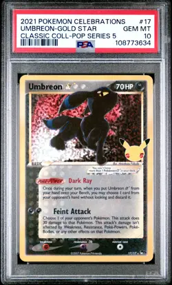 PSA 10 Umbreon Gold Star Classic Collection Series #17 2021 Pokemon Celebrations - Image 1