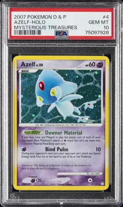 2007 POKEMON DIAMOND & PEARL MYSTERIOUS TREASURES #4 AZELF-HOLO PSA 10 - Image 1