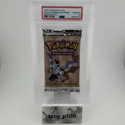 PSA 10 Pokemon 1999 Fossil Booster Pack Unlimited Narrow Margins Aerodactyl - Image 1