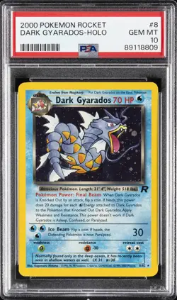 2000 POKEMON ROCKET #8 DARK GYARADOS-HOLO PSA 10 - Image 1