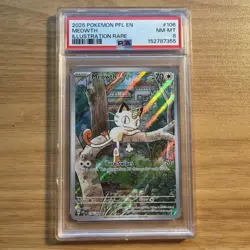 2025 POKEMON PFL EN-PHANTASMAL FLAMES 106 MEOWTH ILLUSTRATION RARE PSA 8 - Image 1