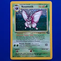 POKEMON TCG 1999 VENOMOTH 13/64 JUNGLE UNLIMITED HOLO RARE MP VINTAGE GRASS BUG - Image 1