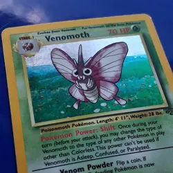 POKEMON TCG 1999 VENOMOTH 13/64 JUNGLE UNLIMITED HOLO RARE MP VINTAGE GRASS BUG - Image 2