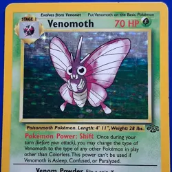 POKEMON TCG 1999 VENOMOTH 13/64 JUNGLE UNLIMITED HOLO RARE MP VINTAGE GRASS BUG - Image 5