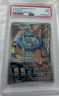 Pokemon TCG Stellar Crown Squirtle Illustration Rare Holo 148/142 PSA 9 - Image 1