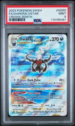 2023 POKEMON CROWN ZENITH #GG50 FULL ART DARKRAI VSTAR PSA 9 - Image 1
