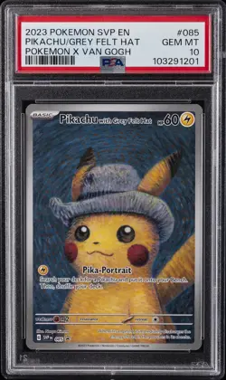2023 POKEMON SVP EN-SV BLACK STAR PROMO #085 PIKACHU WITH GREY FELT HAT PSA 10 - Image 1