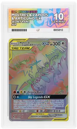 Pokemon TCG Moltres Zapdos Articuno GX 69/68 Hidden Fates Rainbow Ace 10 - Image 1